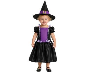 FIESTAS GUIRCA | Costume de Petite Sorcière Violette Bébé - Chapeau et Robe - Costumes de Sorcière pour Halloween, Carnaval et Fêtes Costumées - Idéal pour Filles - Noir et Violet
