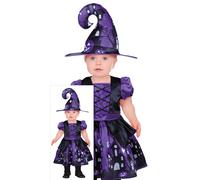 FIESTAS GUIRCA | Costume de Petite Sorcière Violette Enfant - Chapeau et Robe - Costumes de Sorcière pour Halloween, Carnaval et Fêtes Costumées - Idéal pour Petites Filles