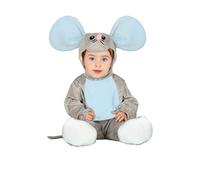 FIESTAS GUIRCA | Costume de Petite Souris Bébé (12-18 Mois) - Inclut Queue, Bonnet, Combinaison et Pieds - Costumes d'Animaux pour Fêtes Enfantines et Halloween - Idéal pour Bébé Unisexe - Gris