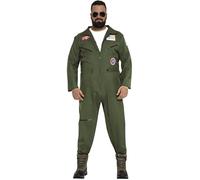 Fiestas Guirca – Déguisement Pilote de Chasse Homme Vert XL (54-56)