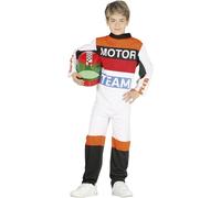 FIESTAS GUIRCA | Costume de Pilote de Moto Enfant (7-9 Ans) - Combinaison de Course - Costumes de Sport et Automobile pour Halloween et Fêtes Déguisées - Idéal pour Enfants - Blanc et Multicolore