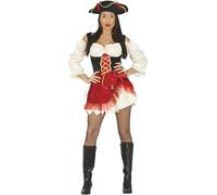FIESTAS GUIRCA | Costume de Pirata Charlotte pour Femme (38-40/M) - Chapeau et Robe - Costumes de Corsaire et Boucanier pour Halloween, Carnaval et Fêtes Déguisées de Pirates - Rouge