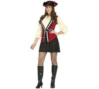 FIESTAS GUIRCA | Costume de Pirate Calavera (44-46/XL) - Robe, Chapeau et Ceinture - Costumes de Corsaire et Boucanier pour Halloween, Carnaval et Fêtes Déguisées - Idéal pour Adultes - Grenat et Noir