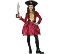 FIESTAS GUIRCA | Costume de Pirate Enfant (5-6 ans) - Chapeau et Robe - Costumes de Corsaire et Boucanier pour Halloween, Carnaval et Fêtes Costumées - Idéal pour Filles - Grenat