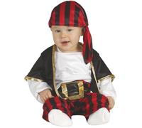 FIESTAS GUIRCA | Costume de Pirate Toddler (2-3 ans) - T-shirt, Gilet, Ceinture, Pantalon et Foulard - Costumes de Corsaire et Boucanier pour Halloween - Idéal pour Petits Enfants - Noir et Rouge
