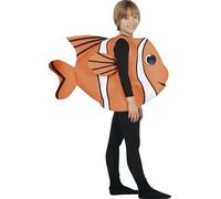 FIESTAS GUIRCA | Costume de Poisson Enfant (7-9 Ans) - Tunique Unisexe - Costumes d'Animaux Marins pour Halloween, Carnaval et Fêtes Costumées - Idéal pour Enfants - Orange et Blanc
