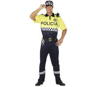 FIESTAS GUIRCA | Costume de Policía Local Adulte (52-54/L) - Chemise, Ceinture, Casquette et Pantalon - Uniforme de Policier pour Halloween, Carnaval et Fêtes Déguisées - Idéal pour Hommes
