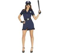 FIESTAS GUIRCA | Costume de Policía pour Femme (42-44/L) - Robe, Ceinture et Casquette - Déguisements d'Agent de Police pour Halloween, Carnaval et Fêtes Déguisées - Idéal pour Adultes - Bleu et Noir