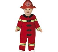 FIESTAS GUIRCA | Costume de Pompier Bébé (12-18 mois) - Casque et Combinaison - Costumes Enfant pour Halloween, Carnaval et Fêtes Déguisées de Pompiers - Idéal pour Tout-Petits - Rouge