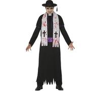 FIESTAS GUIRCA | Costume de Prêtre Zombie (52-54/L) - Tunique, Étole et Ceinture - Costumes de Halloween, Religion et Zombies pour Fêtes d'Horreur et Carnaval - Idéal pour Homme Adulte - Noir