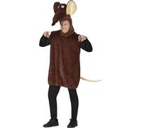 FIESTAS GUIRCA | Costume de Rat pour Adulte (52-54/L) - Tête, Queue et Combinaison - Costumes d'Animaux pour Halloween, Carnaval et Fêtes Déguisées - Idéal pour Hommes - Marron