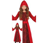 FIESTAS GUIRCA Costume de sorcière à capuche rouge pour filles - Costume de sorcière rouge - Costumes d'Halloween pour filles de 10 à 12 ans