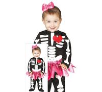 FIESTAS GUIRCA | Costume de Squelette Bébé (18-24 Mois) - Diadème, Combinaison et Tutu - Costumes d'Halloween et Fêtes Costumées pour Filles - Idéal pour Célébrations de Squelettes - Noir et Rose