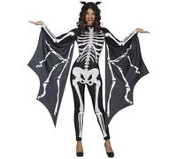 FIESTAS GUIRCA | Costume de Squelette Chauve -Souris pour Femme (42-44/L) - Combinaison et Ailes - Idéal pour Halloween, Carnaval et Fêtes de Costumes d'Animaux et de Squelettes