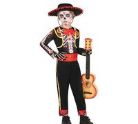 FIESTAS GUIRCA Déguisement pour garçons squelette Mariachi - Costume mexicain jour des morts - Costumes d'Halloween pour garçons Âge 10-12 Ans