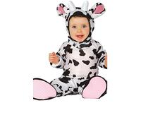 FIESTAS GUIRCA | Costume de Vache Bébé (12-18 Mois) - Cagoule, Queue, Combinaison et Pieds - Costumes d'Animaux pour Bébés Unisexe - Idéal pour Halloween, Carnaval et Fêtes Costumées - Blanc et Noir