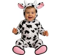 FIESTAS GUIRCA | Costume de Vache Bébé (12-18 Mois) - Cagoule, Queue, Combinaison et Pieds - Costumes d'Animaux pour Bébés Unisexe - Idéal pour Halloween, Carnaval et Fêtes Costumées - Blanc et Noir