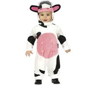FIESTAS GUIRCA | Costume de Vache Bébé (18-24 mois) - Cagoule et Combinaison - Déguisements d'Animaux pour Bébés Unisexes - Parfait pour Halloween, Carnaval et Fêtes Déguisées - Blanc et Noir