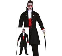 FIESTAS GUIRCA | Costume de Vampiro Adulte (48-50/M) - Chemise, Gilet, Veste et Pantalon - Costumes pour Halloween, Carnaval et Fêtes de Vampires - Idéal pour Adultes - Noir et Rouge
