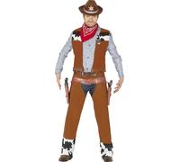 FIESTAS GUIRCA | Costume de Vaquero Adulte (48-50/M) - Chemise, Gilet et Pantalon - Costumes du Far West, Cowboy et Texas pour Halloween, Carnaval et Fêtes Déguisées - Homme - Marron et Bleu