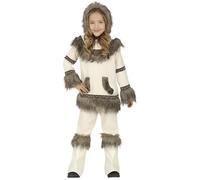 FIESTAS GUIRCA | Costume d'Esquimau Enfant (7-9 Ans) - Chemise, Cagoule et Pantalon - Costumes de Cultures du Monde pour Halloween, Carnaval et Fêtes Costumées - Unisexe - Beige et Marron