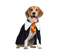 FIESTAS GUIRCA | Costume d'Étudiant de Magie pour Animaux (L/Chien) - Cape et Cravate - Costumes de Magicien et Sorcier pour Halloween, Carnaval et Fêtes Déguisées - Idéal pour Chiens - Noir et Blanc