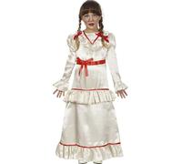 FIESTAS GUIRCA | Costume Devil Doll Enfant (5-6 Ans) - Robe pour Filles - Costume de Poupée Diabolique et Démon pour Halloween, Carnaval et Fêtes - Idéal pour Enfants - Blanc et Rouge