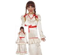 FIESTAS GUIRCA | Costume Devil Doll Enfant (7-9 ans) - Robe pour Filles - Costume de Poupée Diabolique et Démon pour Halloween, Carnaval et Fêtes - Idéal pour Enfants - Blanc et Rouge
