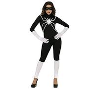 FIESTAS GUIRCA Costume d'Héroïne Araignée Noire - Combinaison Noire et Masque de Super-Héros - Déguisement d'Halloween pour Femme Taille 42-44 L