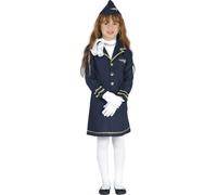 FIESTAS GUIRCA | Costume d'Hôtesse de l'air Enfant - Robe et Chapeau - Costumes de Pilotes et Aviation pour Halloween, Carnaval et Fêtes Déguisées - Idéal pour Filles