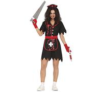 FIESTAS GUIRCA Costume d'infirmière vintage sinistre - Uniforme d'infirmière zombie sanglant noir - Déguisement d'Halloween pour femme Taille 38-40 M