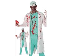 FIESTAS GUIRCA | Costume Doctor Zombie Adulte (48-50/M) - Blouse, T-shirt et Pantalon - Costumes de Médecin et Infirmier pour Halloween, Carnaval et Fêtes de Zombies - Idéal pour Adultes