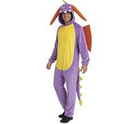 FIESTAS GUIRCA | Costume Dragon Kigurumimi Adulte (42-44/L) - Combinaison, Ailes, Capuche et Queue - Déguisement Animal, Manga, Jeux Vidéo, Carnaval, Fête à Thème, Cosplay - Unisexe - Jaune et Violet
