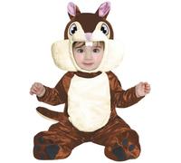 FIESTAS GUIRCA | Costume d'Écureuil pour Bébé (18-24 Mois) - Comprend Cagoule, Queue, Combinaison et Pieds - Costumes d'Animaux pour Fêtes et Halloween - Idéal pour Bébé Unisexe - Marron et Beige
