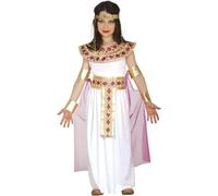 FIESTAS GUIRCA | Costume Egyptienne Enfant (10-12 ans) - Robe, Cape, Brassard et Ceinture - Costumes de Pharaon pour Halloween, Carnaval et Fêtes Costumées - Idéal pour Filles - Blanc et Or