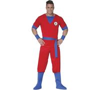 FIESTAS GUIRCA | Costume Fighter Adulte (52-54/L) - T-shirt, Ceinture, Couvre-bottes, Poignets et Pantalon - Costumes de Ninjas et Jeux Vidéo pour Halloween, Carnaval et Fêtes Déguisées