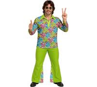 FIESTAS GUIRCA | Costume Flower Power Hippie Adulte (52-54/L) - Chemise et Pantalon - Costumes Années 60, Rétro et Vintage pour Fêtes Déguisées, Carnaval et Halloween - Idéal pour Homme