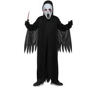 FIESTAS GUIRCA | Costume Ghost Assassin Enfant (5-6 ans) - Cagoule et Tunique - Costumes de Fantômes et Assassins pour Halloween, Carnaval et Fêtes Costumées - Idéal pour Enfants - Noir
