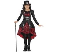 FIESTAS GUIRCA | Costume Gothic Girl Enfant (5-6 ans) - Robe pour Filles - Costumes Steampunk, Halloween, Carnaval et Fêtes Costumées - Idéal pour Enfants - Noir et Rouge