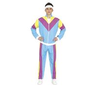 FIESTAS GUIRCA Costume Gymnaste Années 80 - Tenue Garçon Bleu et Tose Années 90 Adolescents Garçons de 14-16 Ans
