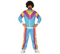 FIESTAS GUIRCA | Costume Gymnaste Homme Adulte (48-50/M) - Veste et Pantalon - Costumes de Sport et Années '80 pour Fêtes et Événements - Idéal pour Célébrations et Carnaval - Bleu et Violet