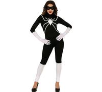 FIESTAS GUIRCA Costume Héroïne Araignée Noire Combinaison noire et masque de super-héroïne Costume Halloween Adulte Femme Taille 40-42 L