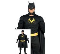 FIESTAS GUIRCA | Costume Héros Noir Adulte Homme (52-54/L) - Cape, Cagoule, Ceinture et Combinaison - Idéal pour Fêtes de Super-héros et Vilains, Halloween et Carnaval - Noir