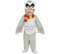 FIESTAS GUIRCA | Costume Hibou Magique Bébé (12-18 Mois) - Cagoule et Combinaison - Costumes d'Animaux et Étudiants en Magie pour Halloween, Carnaval et Fêtes Costumées - Unisexe - Gris et Blanc