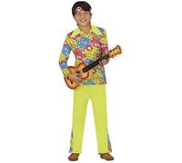 FIESTAS GUIRCA | Costume Hippie Garçon Enfant (7-9 ans) - Chemise et Pantalon - Costumes des Années 60, Rétro et Flower Power pour Halloween, Carnaval et Fêtes à Thème - Idéal pour Enfants