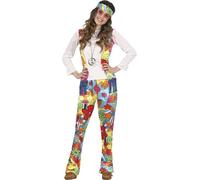 FIESTAS GUIRCA | Costume Hippie Rainbow Adulte (48-50/M) - Chemise, Bandeau et Pantalon - Costumes Années '60 pour Fêtes Déguisées, Carnaval et Halloween - Idéal pour Adultes - Multicolore
