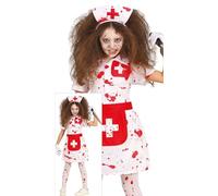 FIESTAS GUIRCA Costume Infirmière Zombie - Infirmière Sanglante - Déguisement Halloween Fille 10-12 Ans