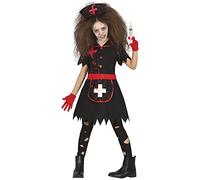 FIESTAS GUIRCA Costume Infirmière Vintage Sinistre - Infirmière Zombie Sanglante - Déguisement Halloween Fille 5-6 Ans