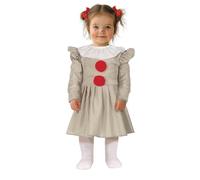 FIESTAS GUIRCA | Costume Lil Crazy Clown Bébé (18-24 mois) - Robe et Col - Costumes de Clown pour Halloween, Carnaval et Fêtes Déguisées - Idéal pour Bébés Filles - Gris