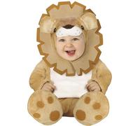 FIESTAS GUIRCA | Costume Lion Bébé Unisexe (12-18 Mois) - Capuche, Combinaison et Couvre-Pieds Inclus - Déguisement Animalier pour Carnaval, Fêtes à Thème, Halloween, Anniversaire - Marron